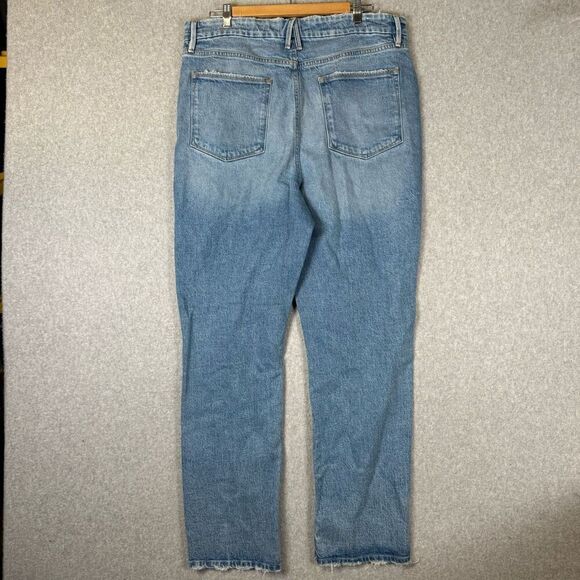 Good American Women Size 16 Straight Leg Denim Jeans Light Wash Blue Distressed - Picture 4 of 12